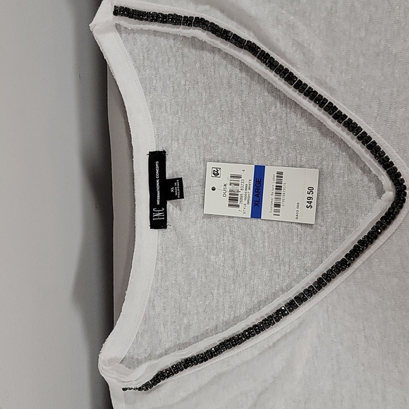 NEW I•N•C White VNeck Vee Top Sheer Size XL - Picture 7 of 8